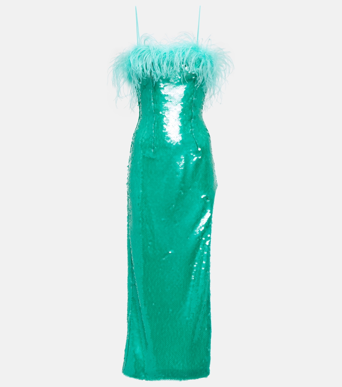 Feather-trimmed sequined midi dress | Giuseppe di Morabito