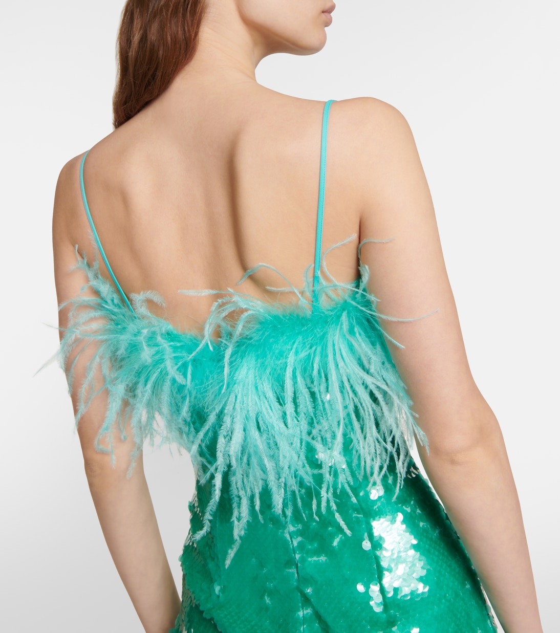Feather-trimmed sequined midi dress | Giuseppe di Morabito