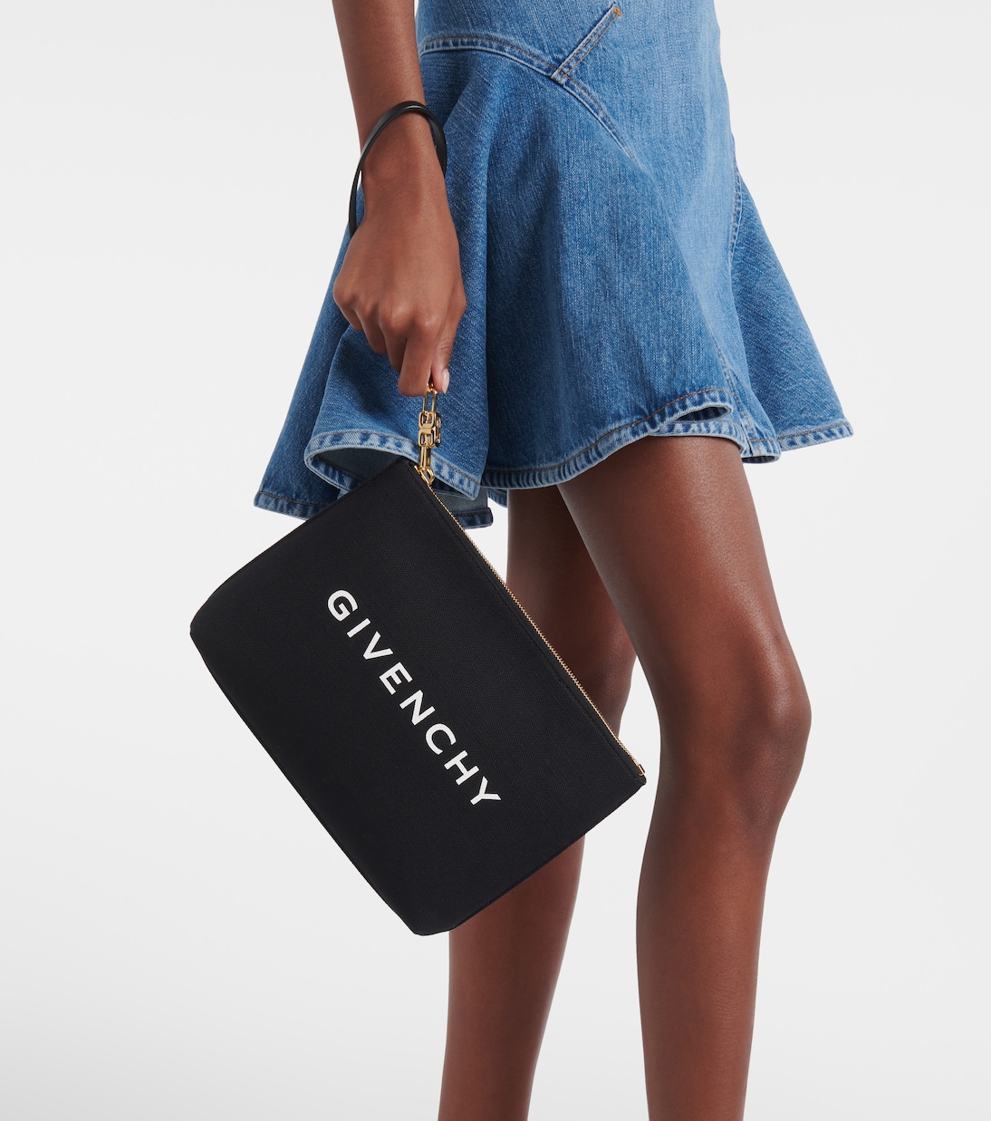 Logo cotton-blend canvas clutch | Givenchy