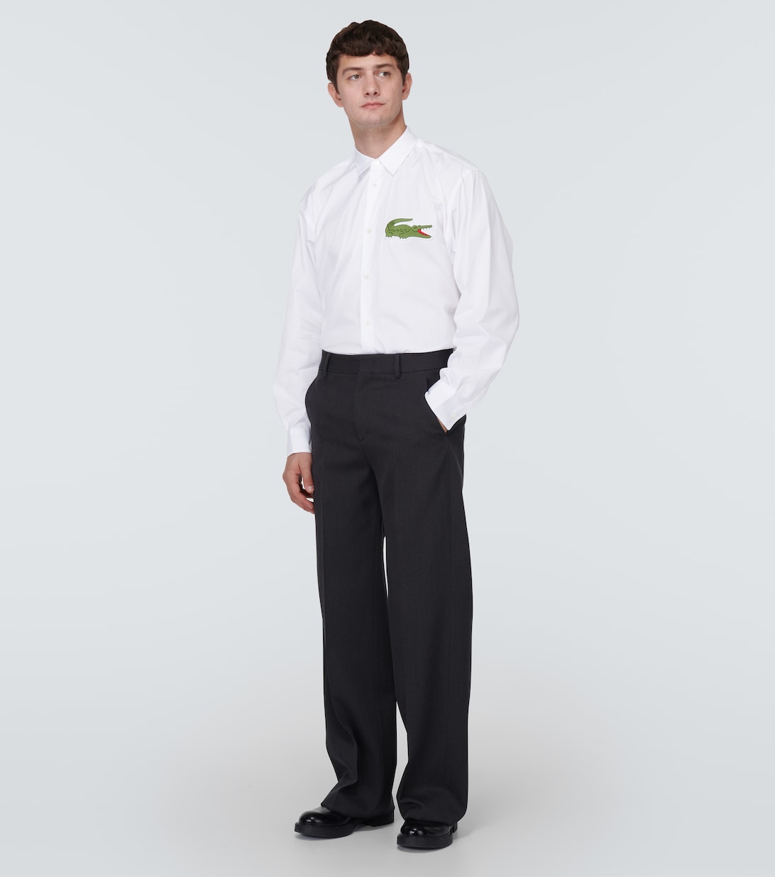 x Lacoste - Camicia in popeline di cotone con logo | Comme des Garçons Shirt