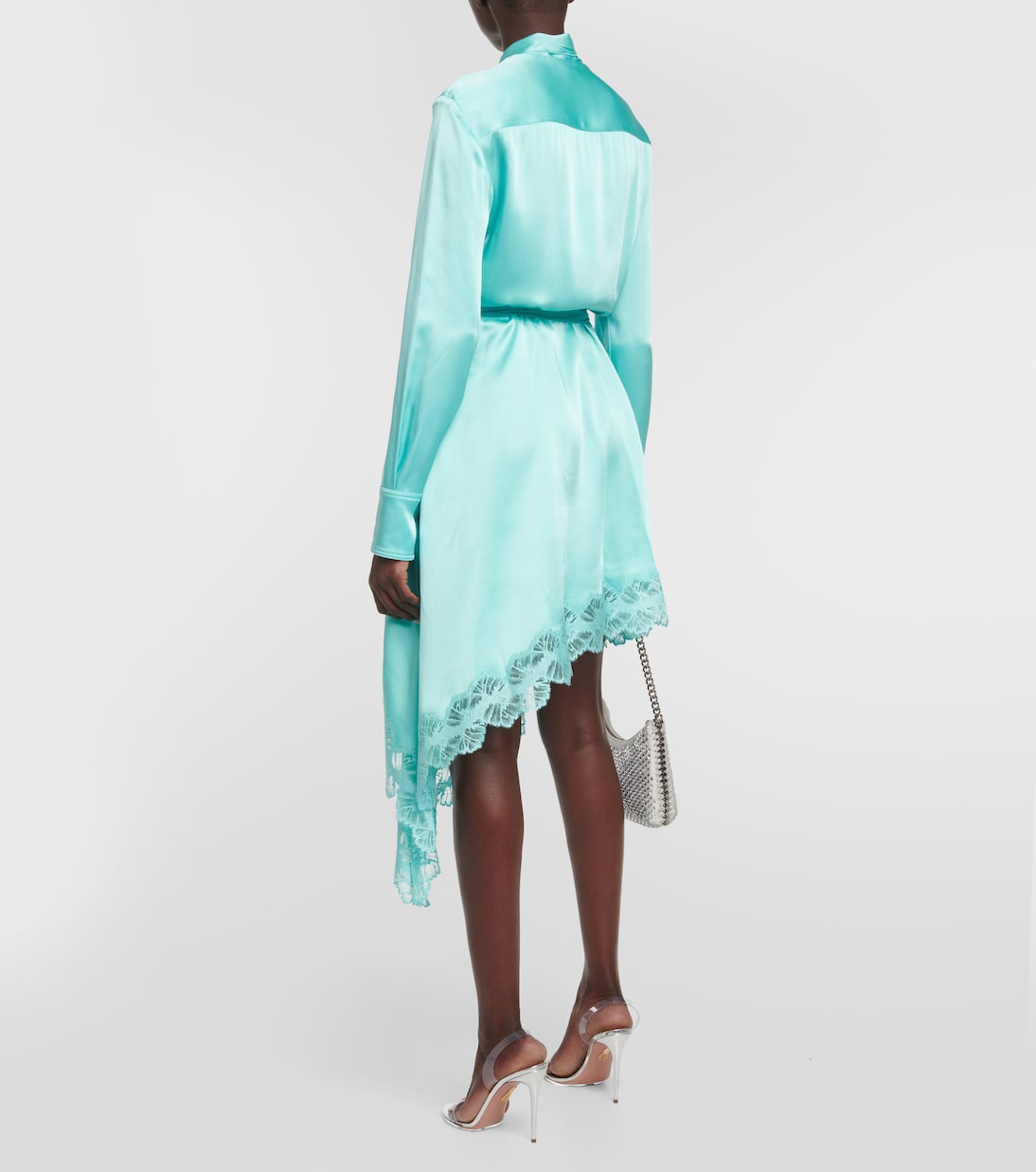 Abito midi in raso con pizzo | Stella McCartney