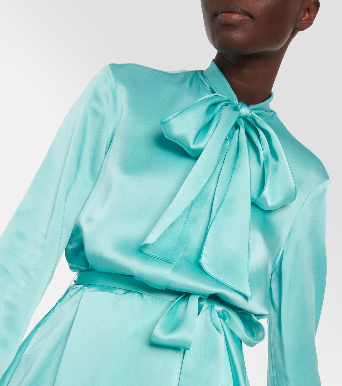 Abito midi in raso con pizzo | Stella McCartney