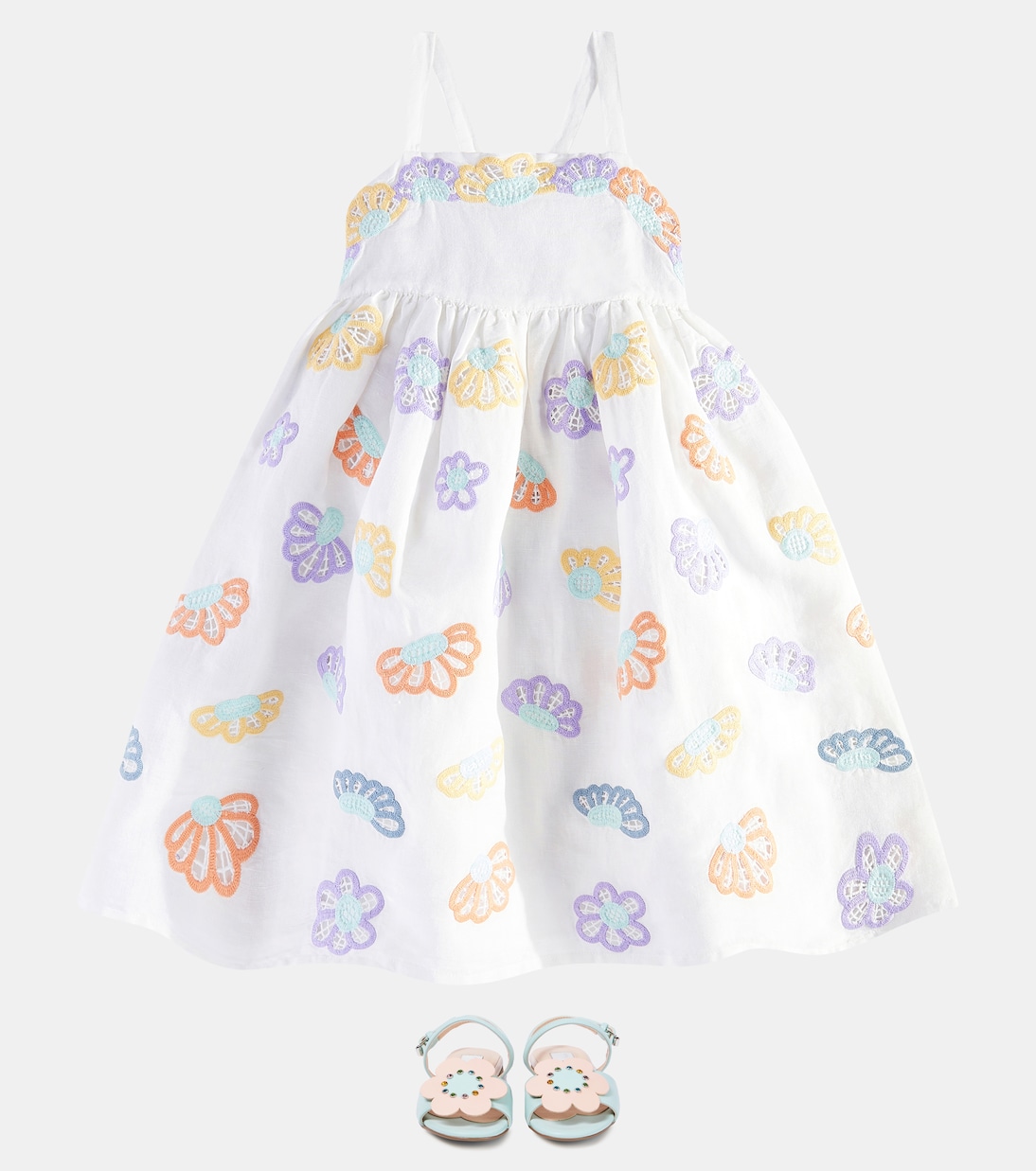 Bedrucktes Kleid aus Leinen und Baumwolle | Stella McCartney Kids