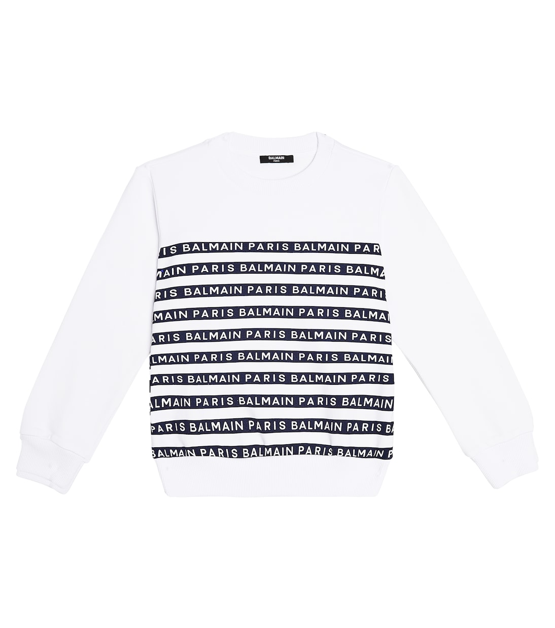 Logo cotton jersey sweatshirt in multicoloured Balmain Kids Mytheresa