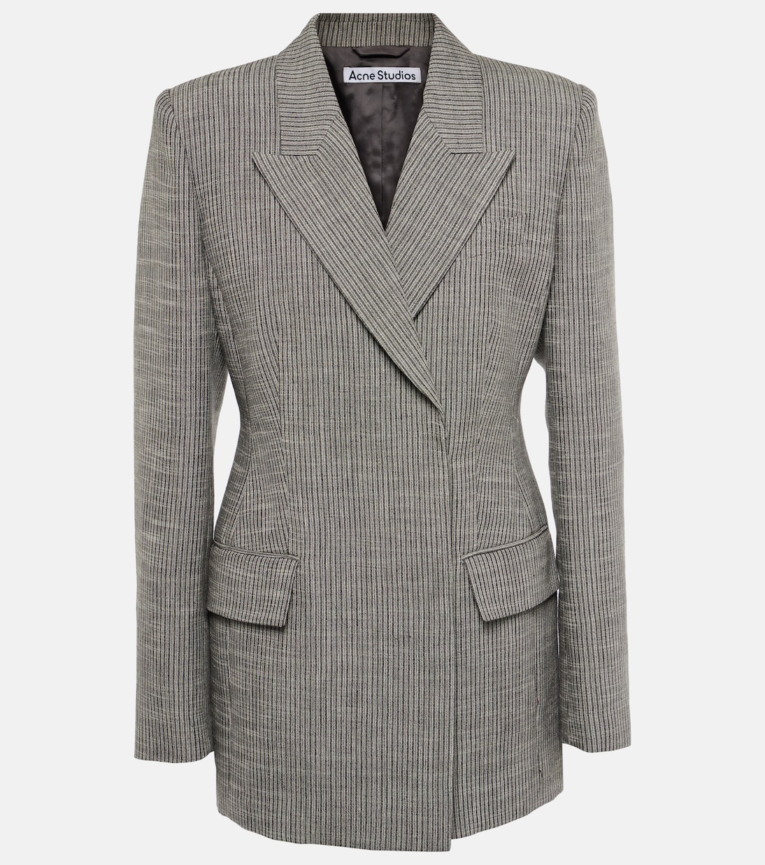 Pinstripe double-breasted linen-blend blazer | Acne Studios