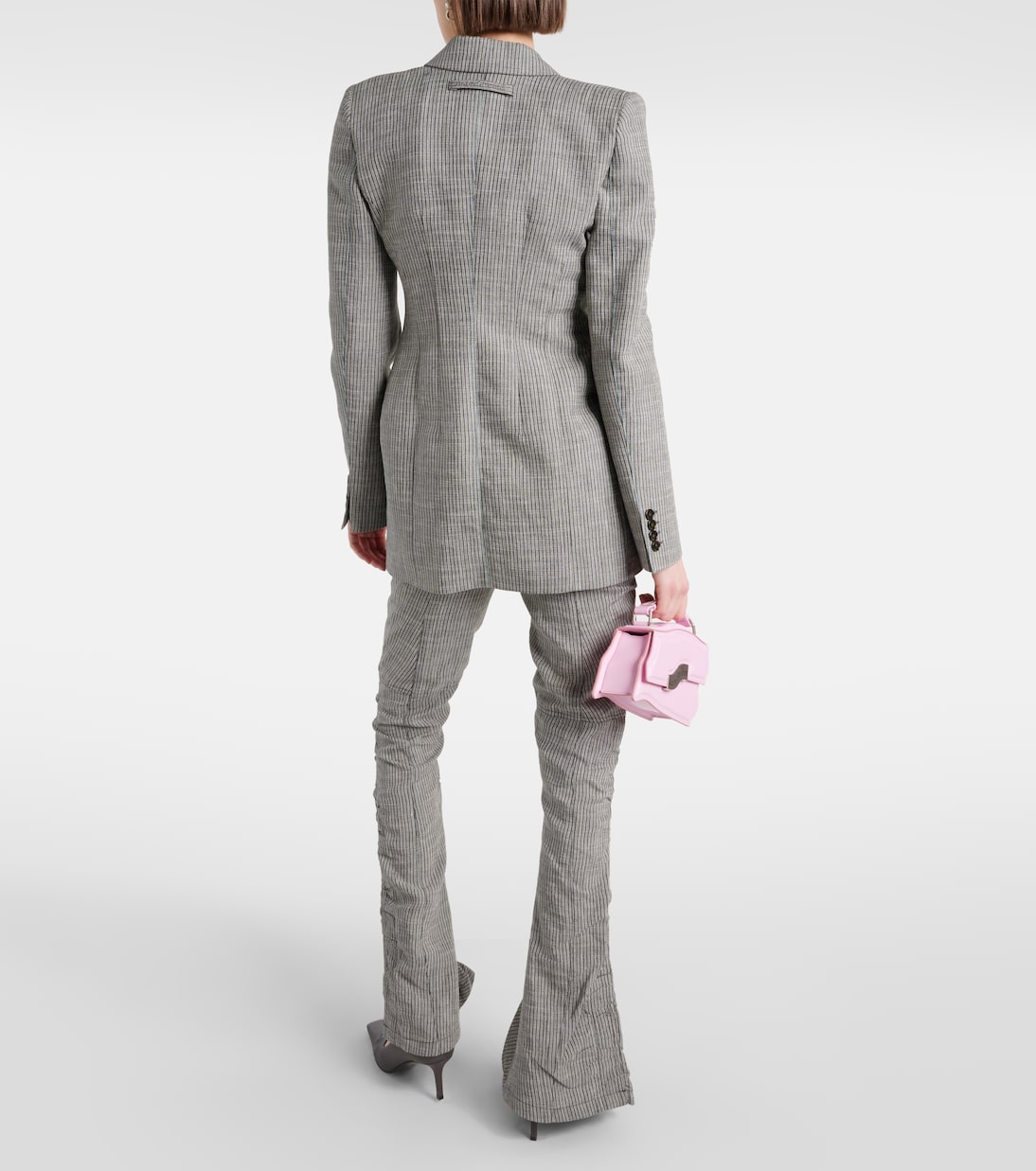Pinstripe double-breasted linen-blend blazer | Acne Studios