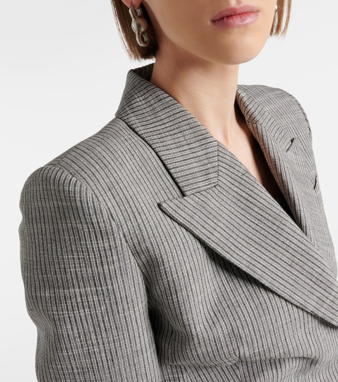 Pinstripe double-breasted linen-blend blazer | Acne Studios