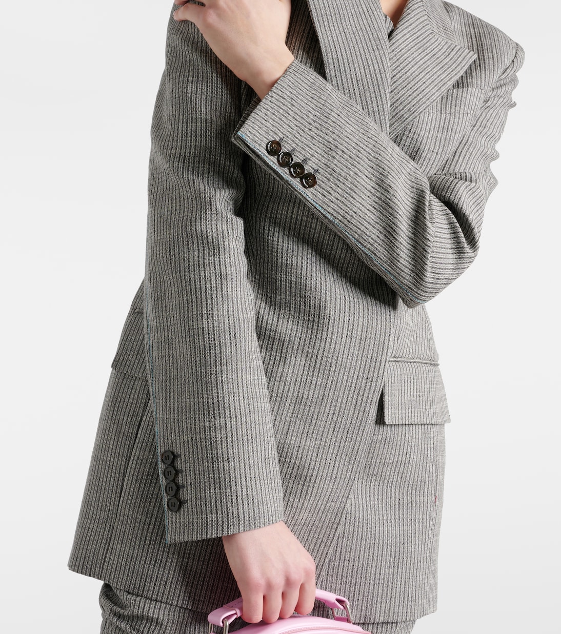 Pinstripe double-breasted linen-blend blazer | Acne Studios