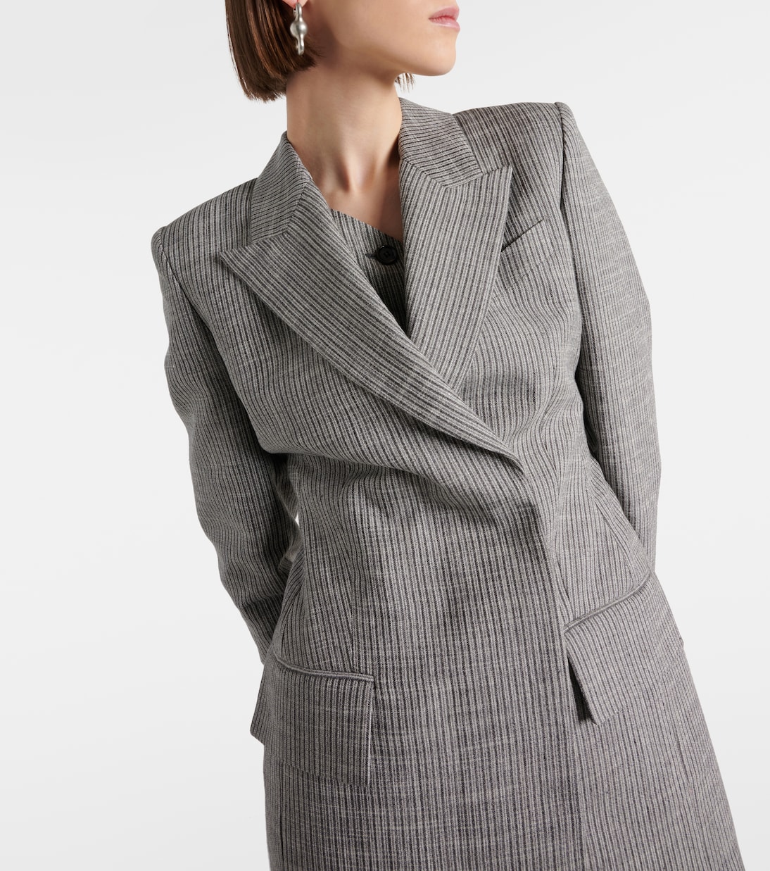 Pinstripe double-breasted linen-blend blazer | Acne Studios
