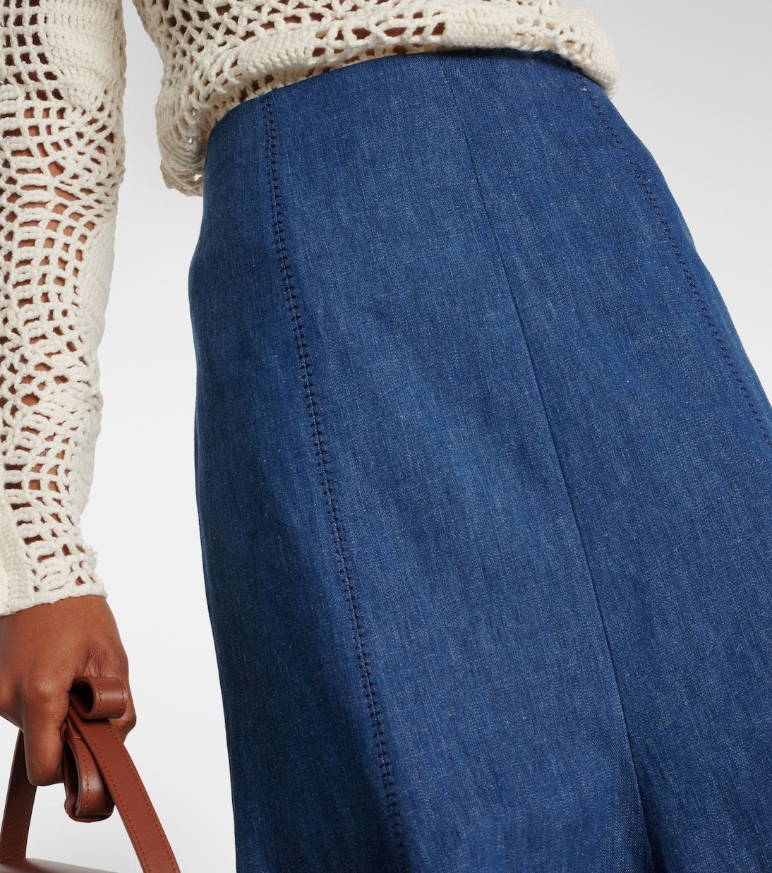 Falda midi Amy de algodón y lino | Gabriela Hearst