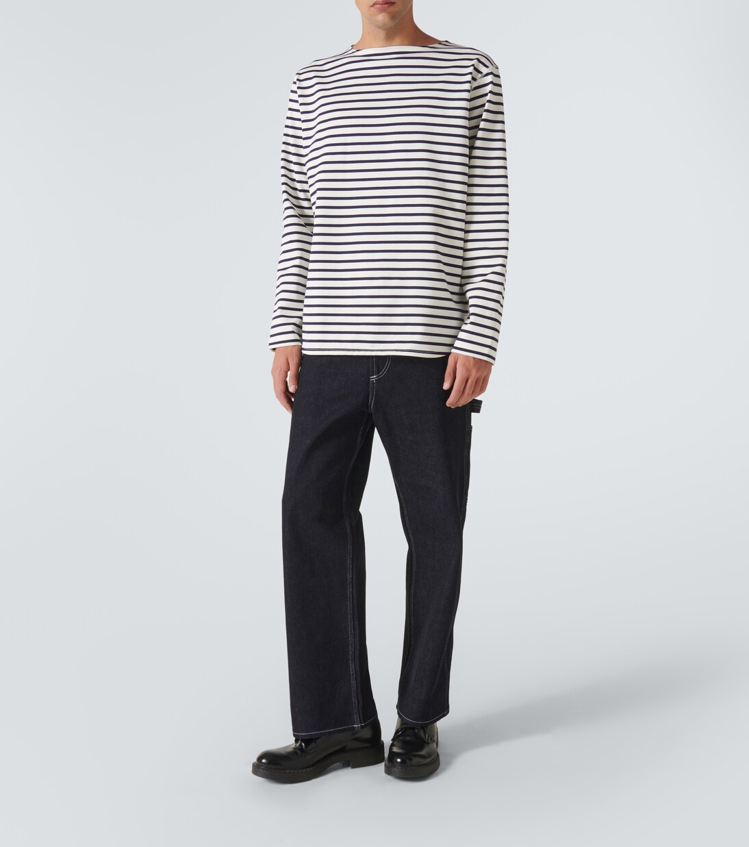 T-shirt di misto cotone a righe | Junya Watanabe