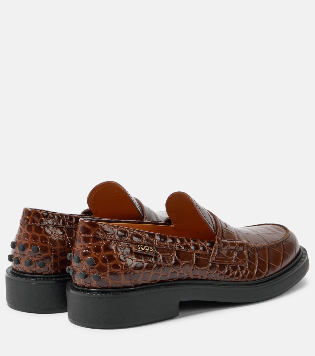 Croc-effect leather penny loafers | Tod's