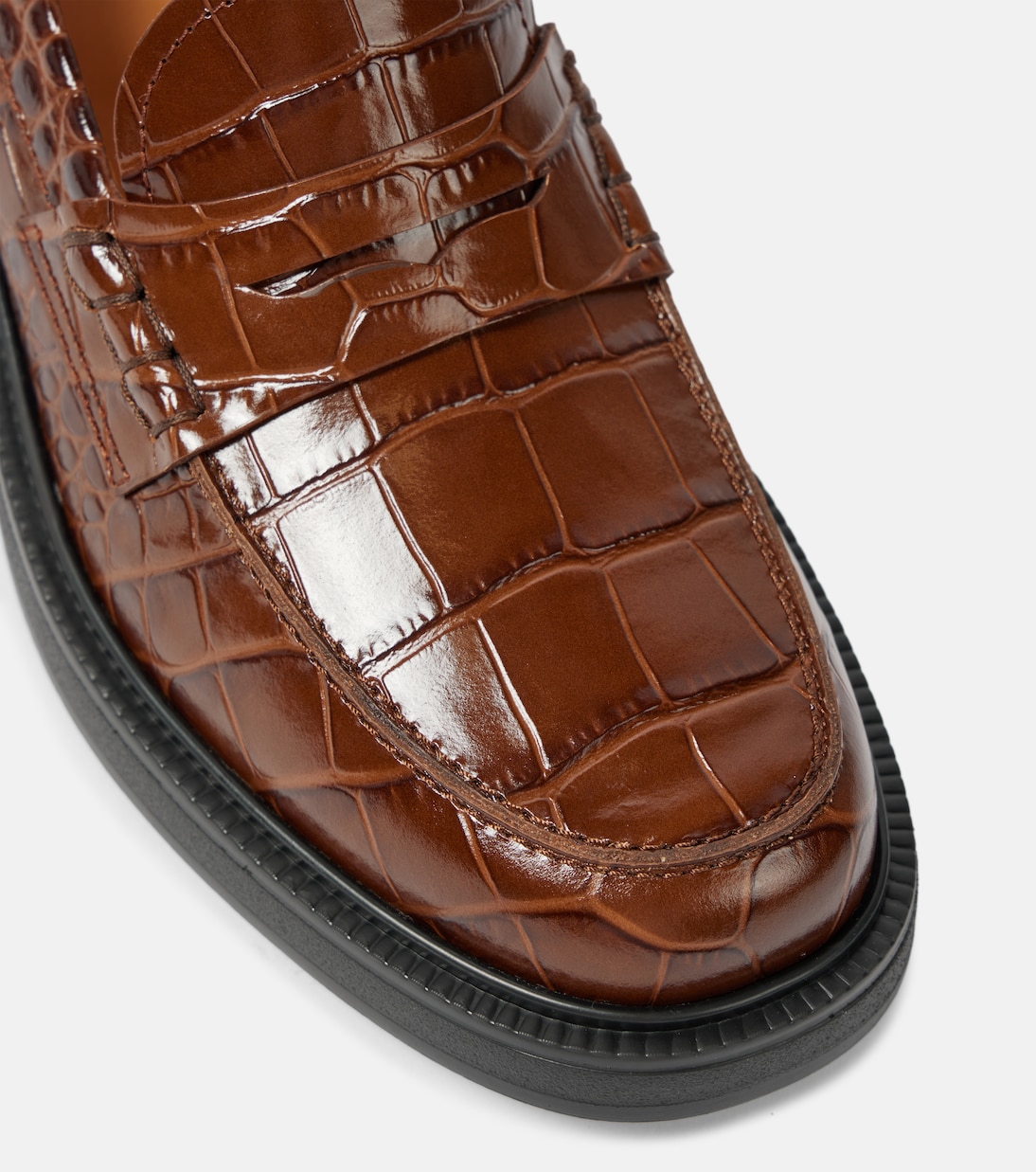 Croc-effect leather penny loafers | Tod's