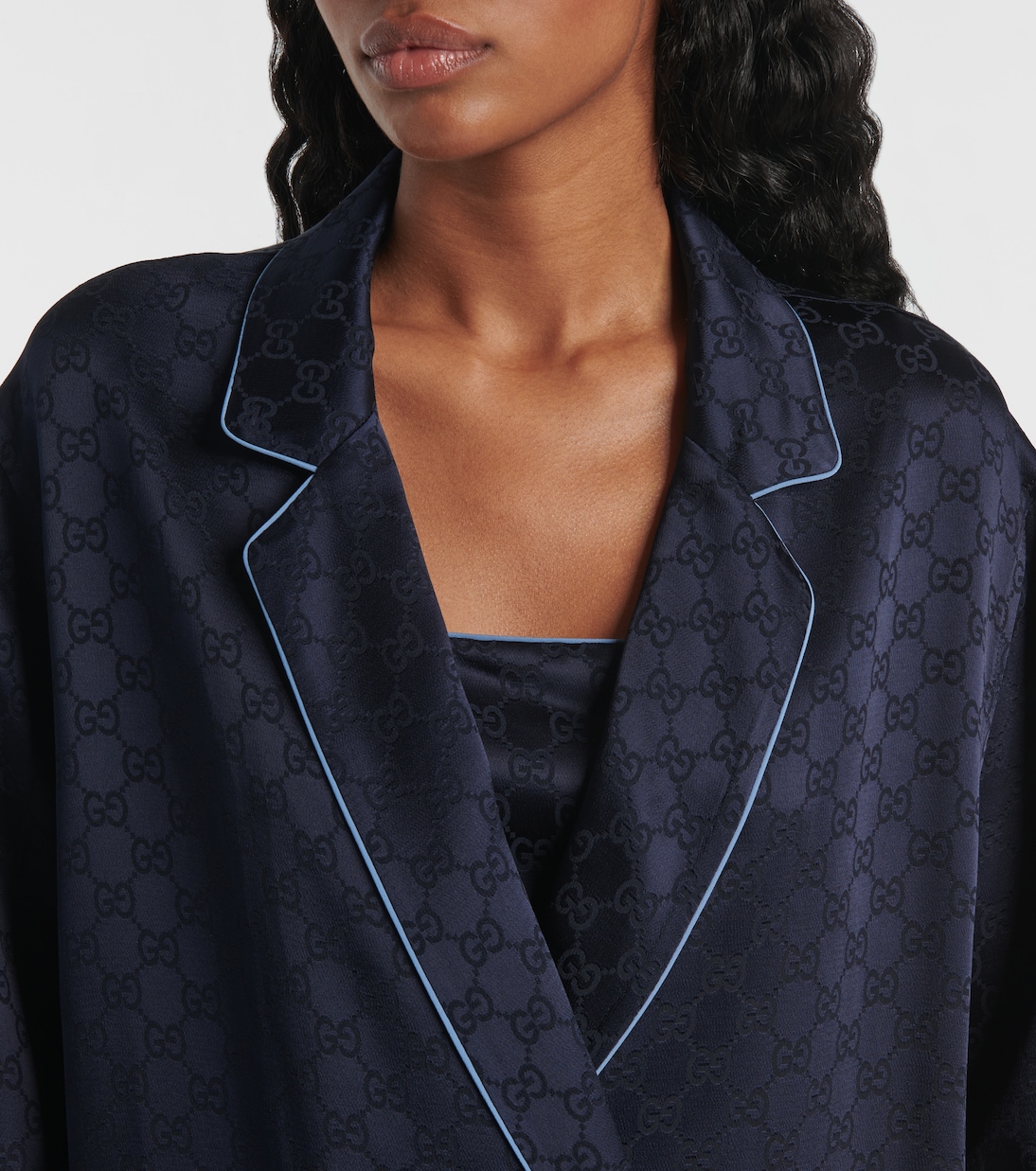 Camisa de satén con GG oversized | Gucci