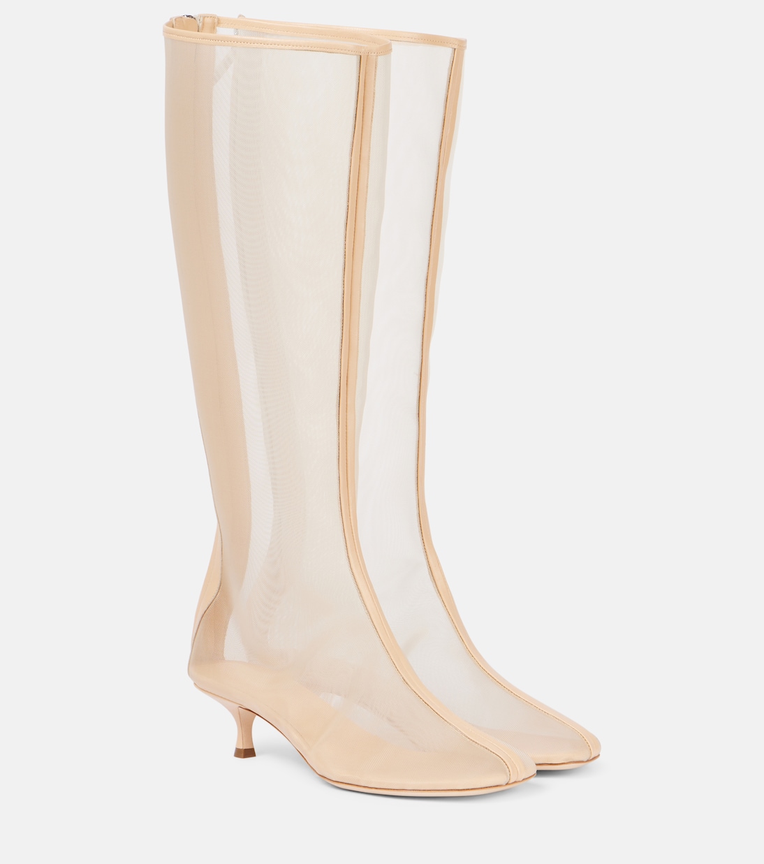 Leather-trimmed mesh knee-high boots | Christopher Esber