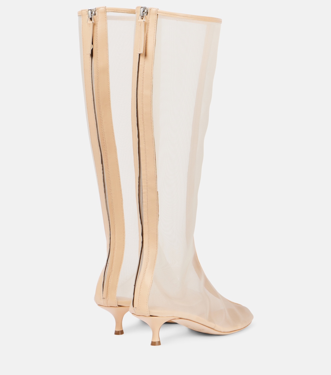 Leather-trimmed mesh knee-high boots | Christopher Esber
