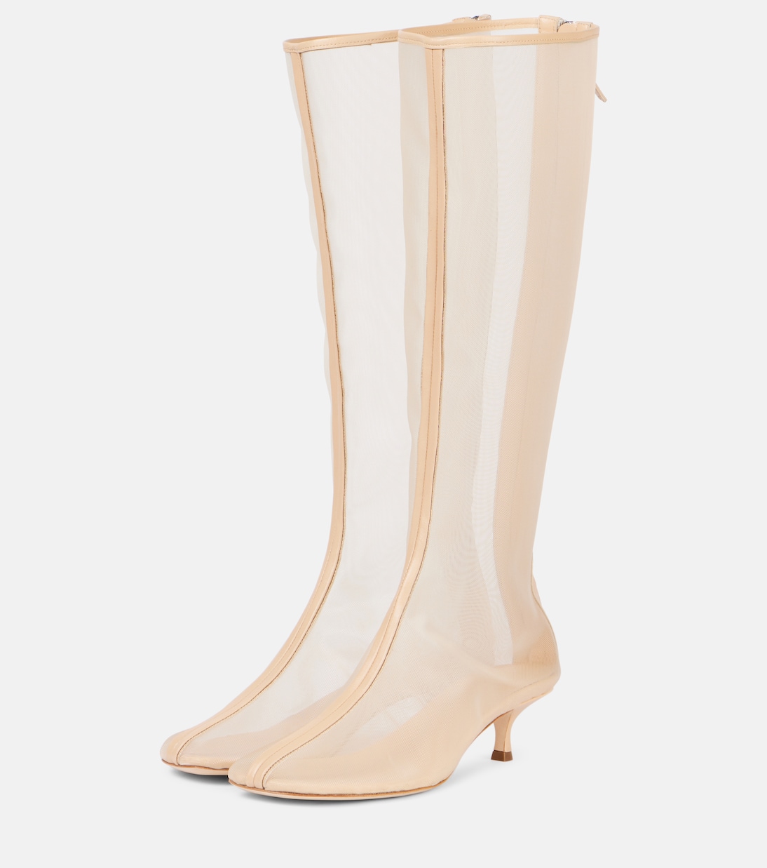 Leather-trimmed mesh knee-high boots | Christopher Esber