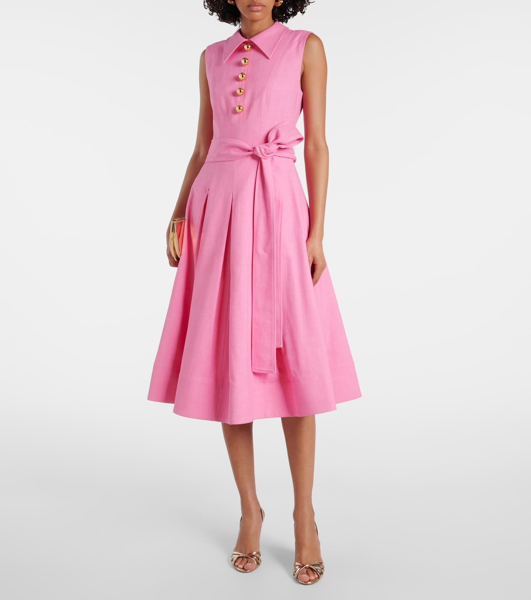 Abito midi in twill con cintura | Carolina Herrera