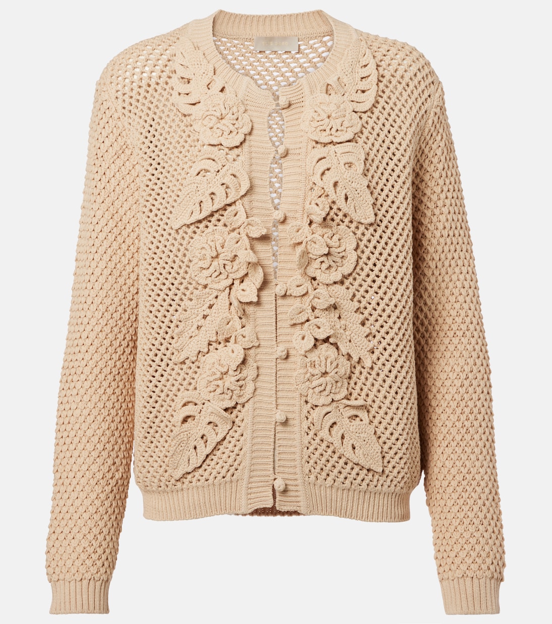 Cárdigan de croché con aplique floral | Elie Saab