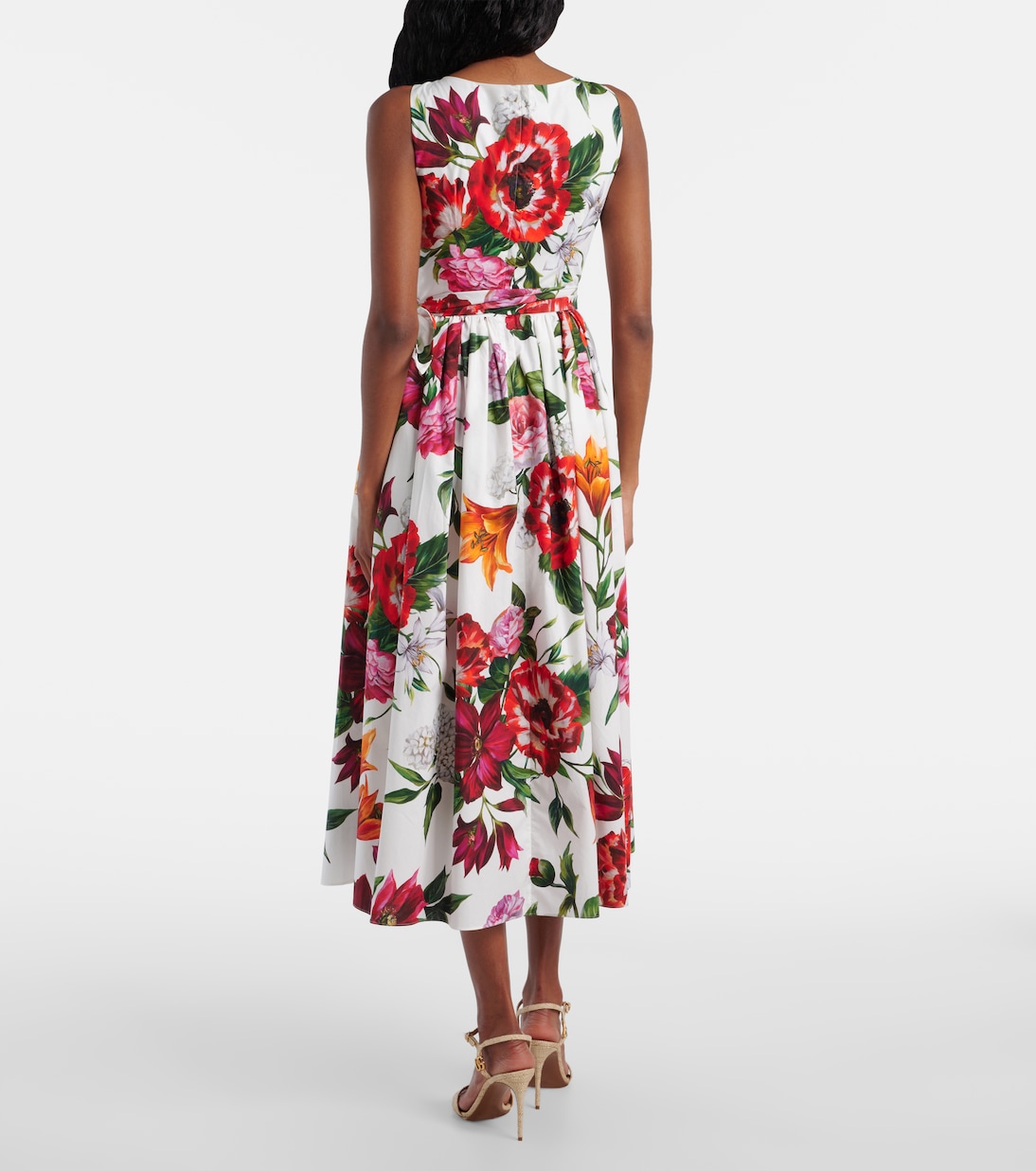Abito midi in popeline di cotone con stampa | Dolce&Gabbana