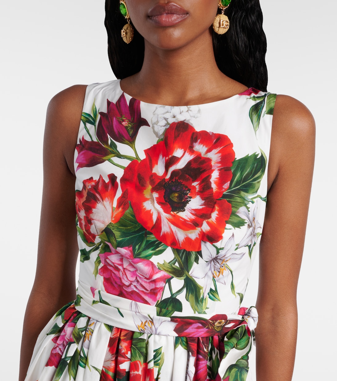 Abito midi in popeline di cotone con stampa | Dolce&Gabbana