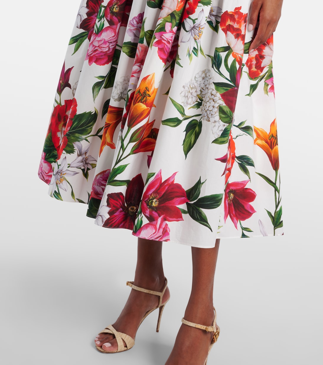 Abito midi in popeline di cotone con stampa | Dolce&Gabbana