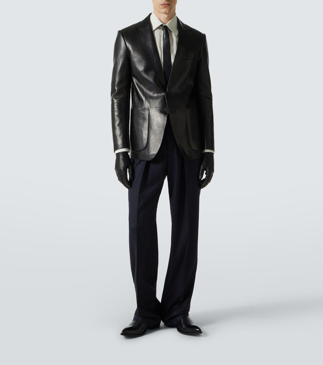 Single-breasted leather blazer | Tom Ford