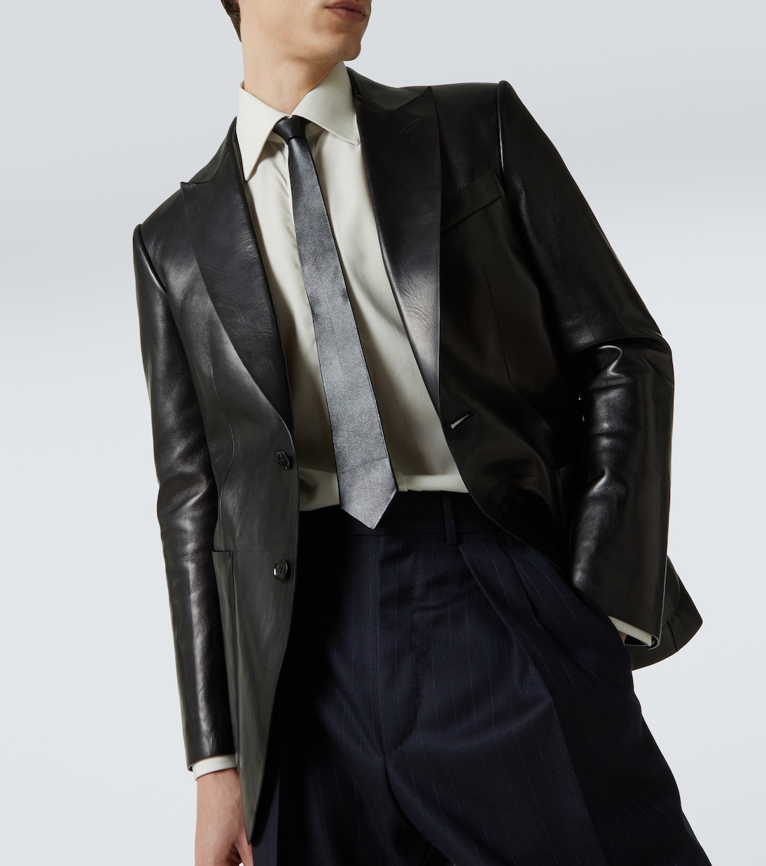 Single-breasted leather blazer | Tom Ford