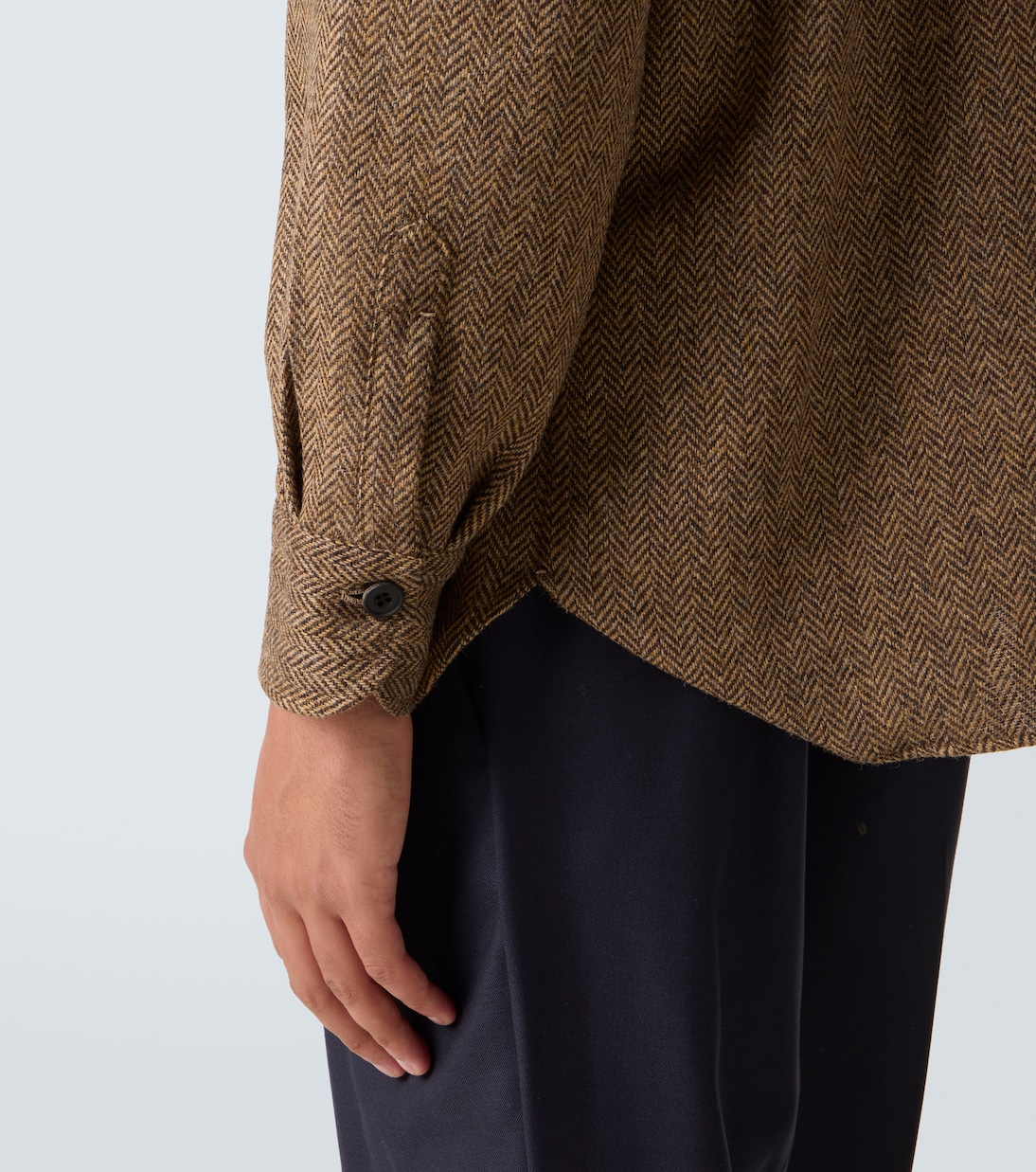 Herringbone wool Western shirt | Rubinacci