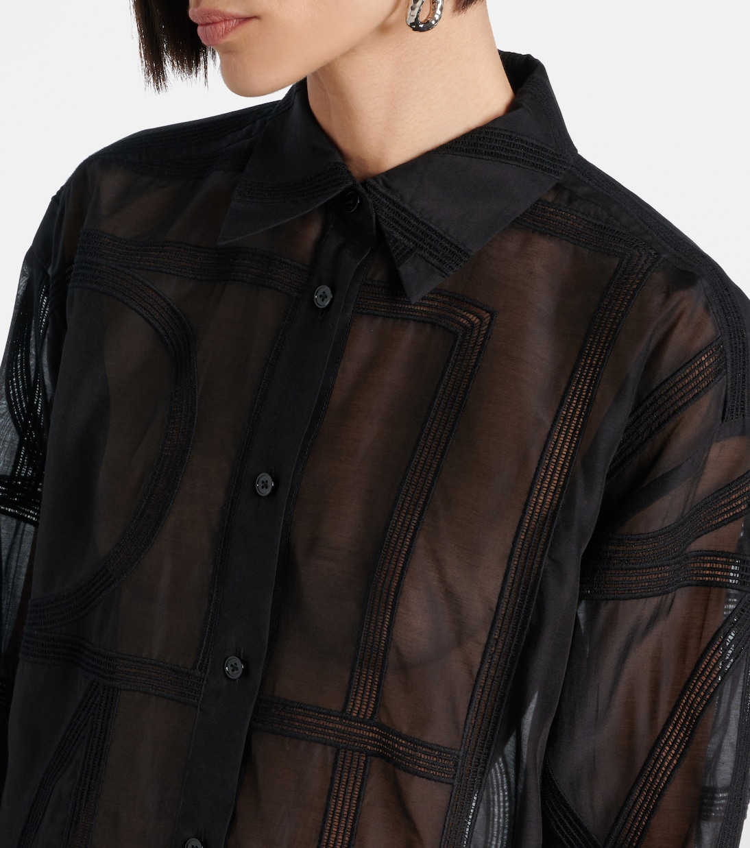Embroidered cotton and silk voile shirt | Toteme
