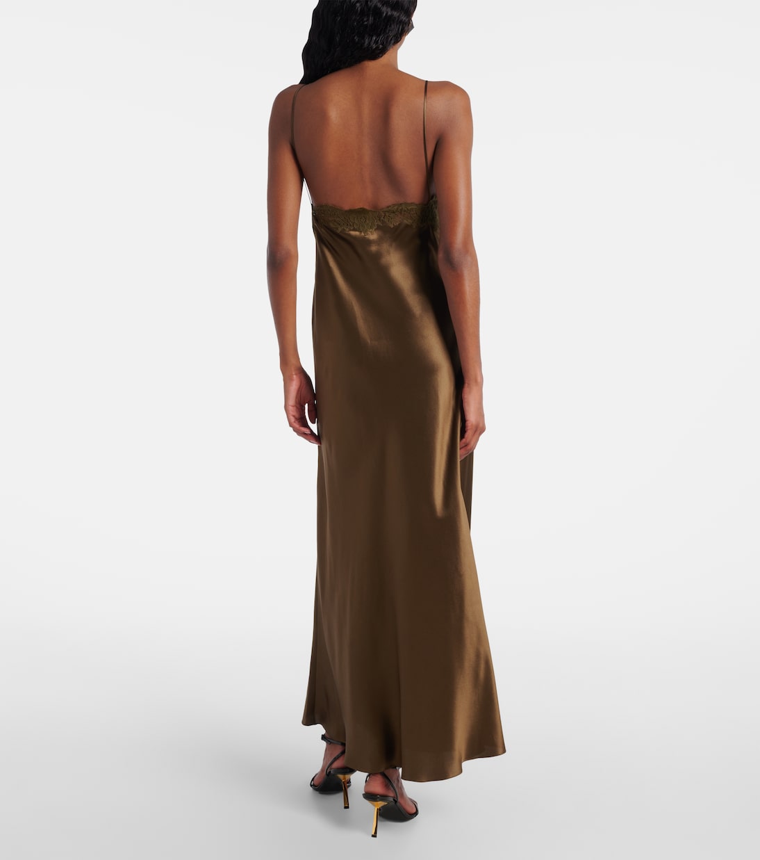 Slipdress aus Seidensatin mit Spitze | Saint Laurent