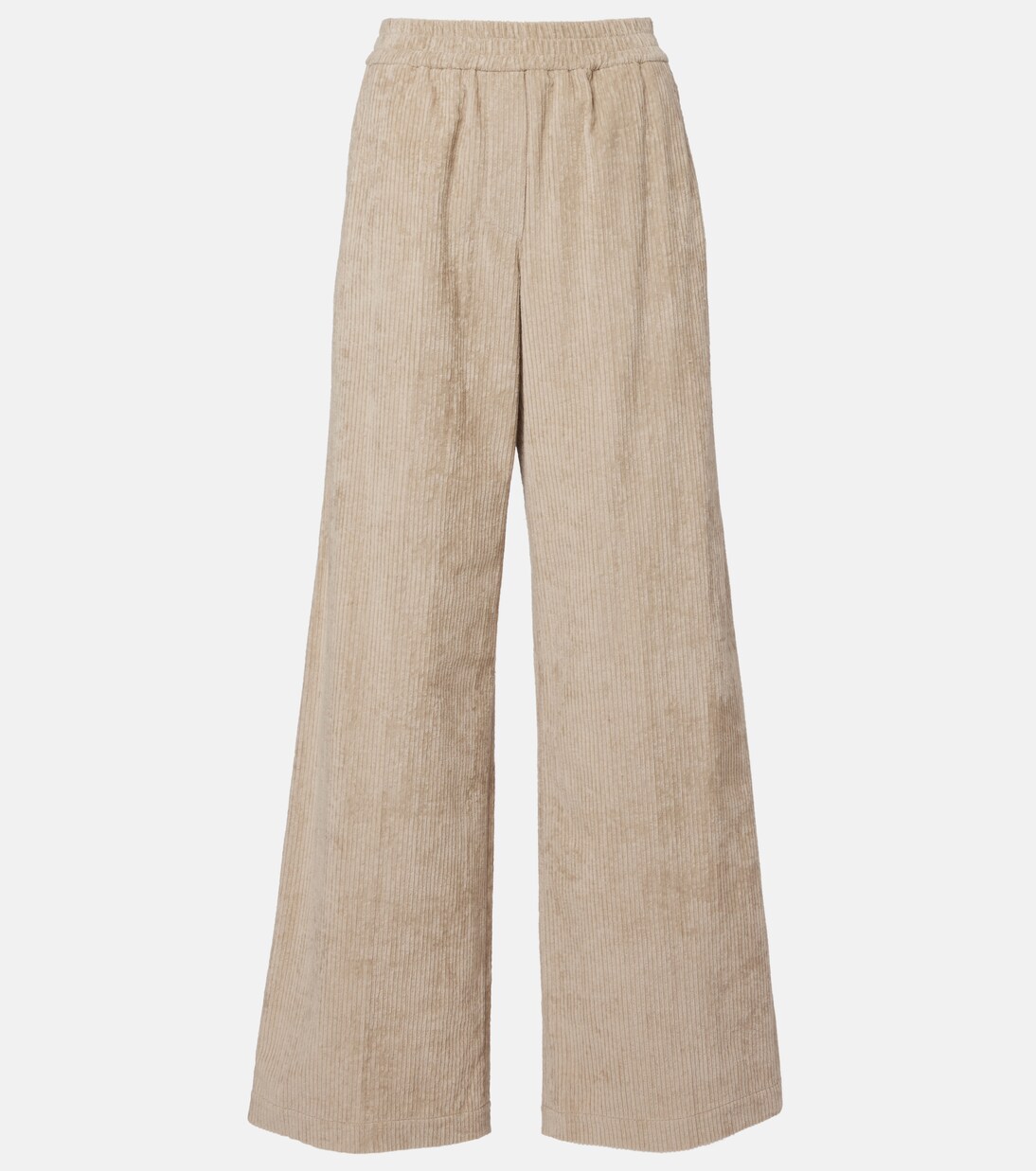 High-rise cotton corduroy wide-leg pants | Brunello Cucinelli