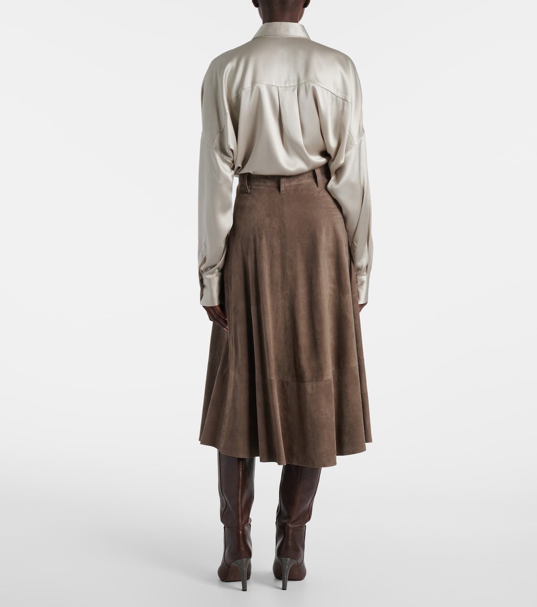 Suede midi skirt | Brunello Cucinelli