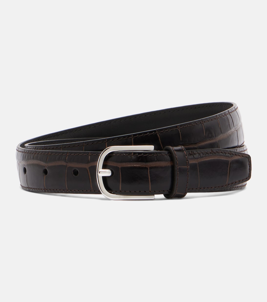Slim croc-effect leather belt | Toteme