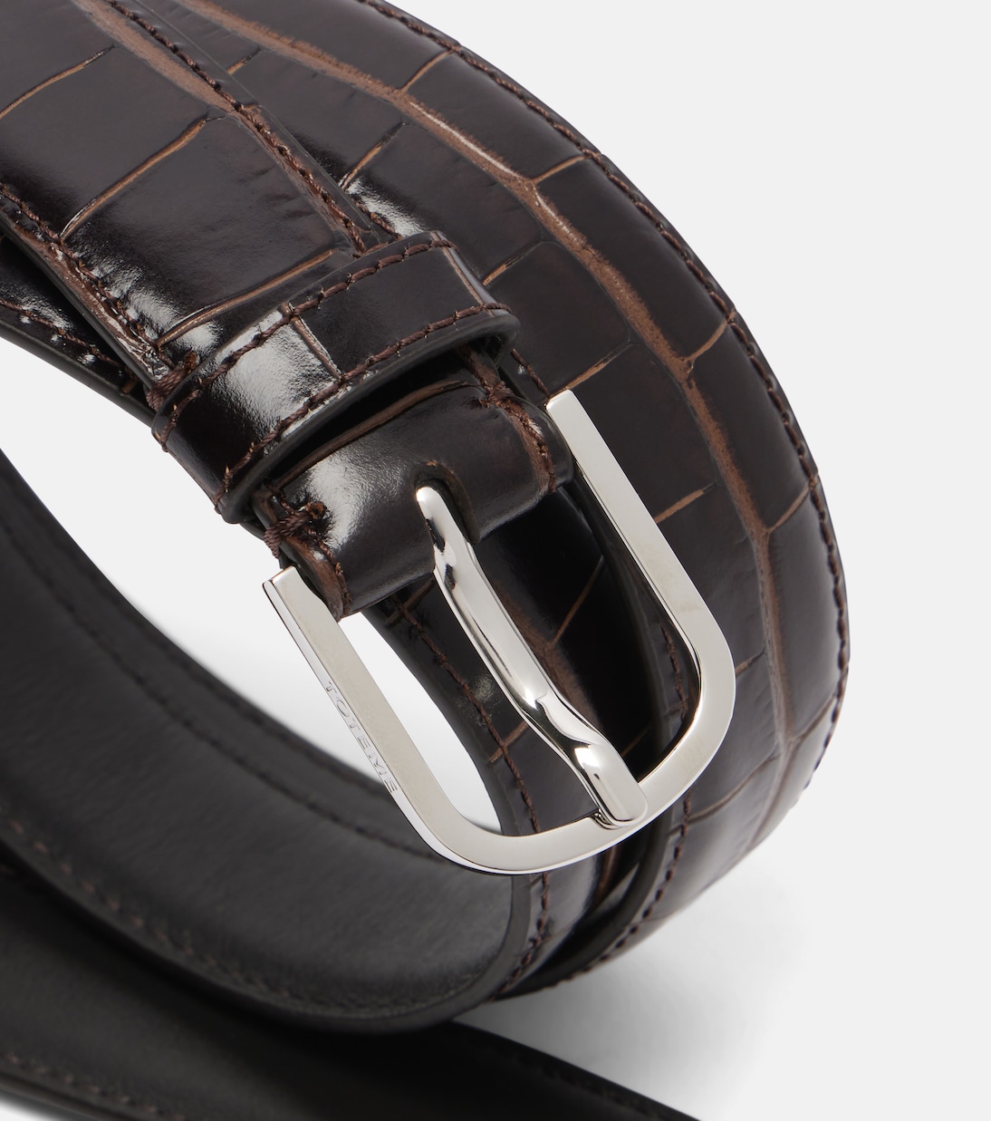 Slim croc-effect leather belt | Toteme