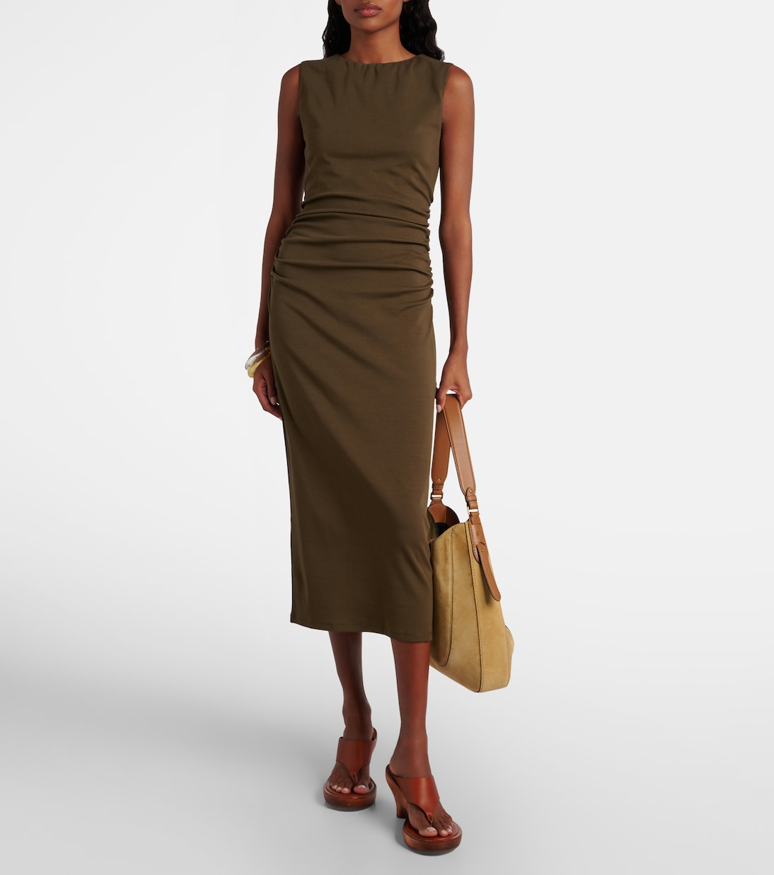 Charissa ruched cotton-blend midi dress | Veronica Beard