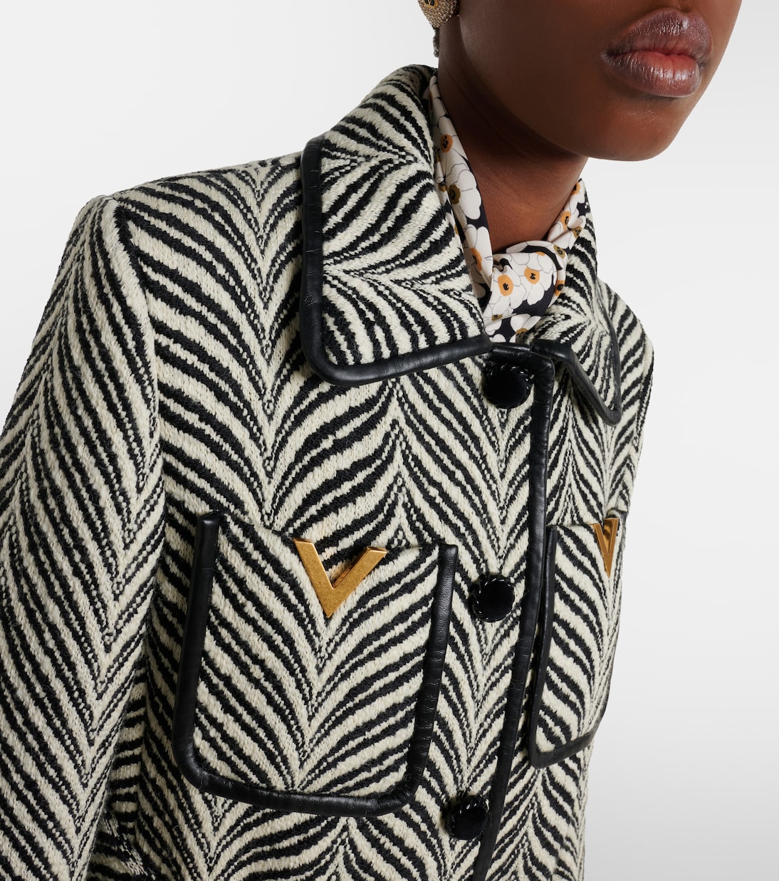 Cappotto VGold in misto lana con shearling | Valentino