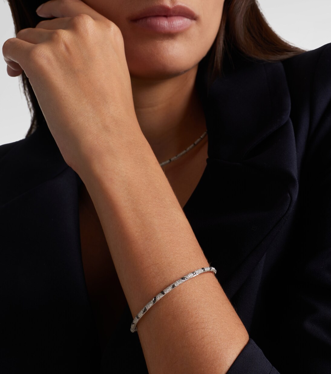 Jonc Zèbre 9kt white gold bracelet with diamonds  | Yvonne Léon