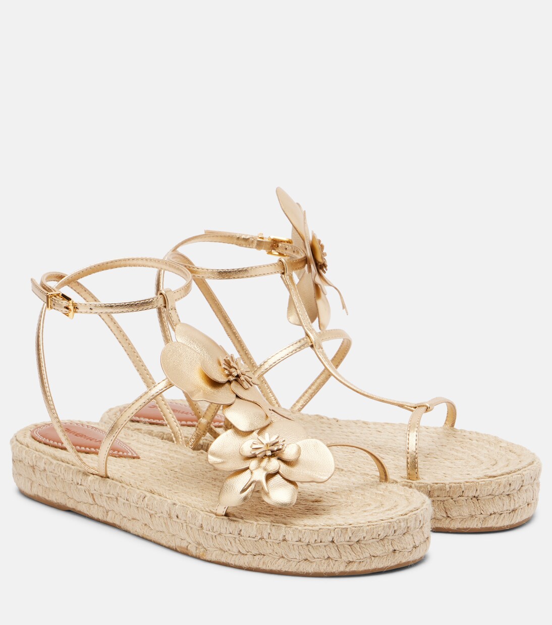 Floral-appliqué leather espadrille sandals | Zimmermann