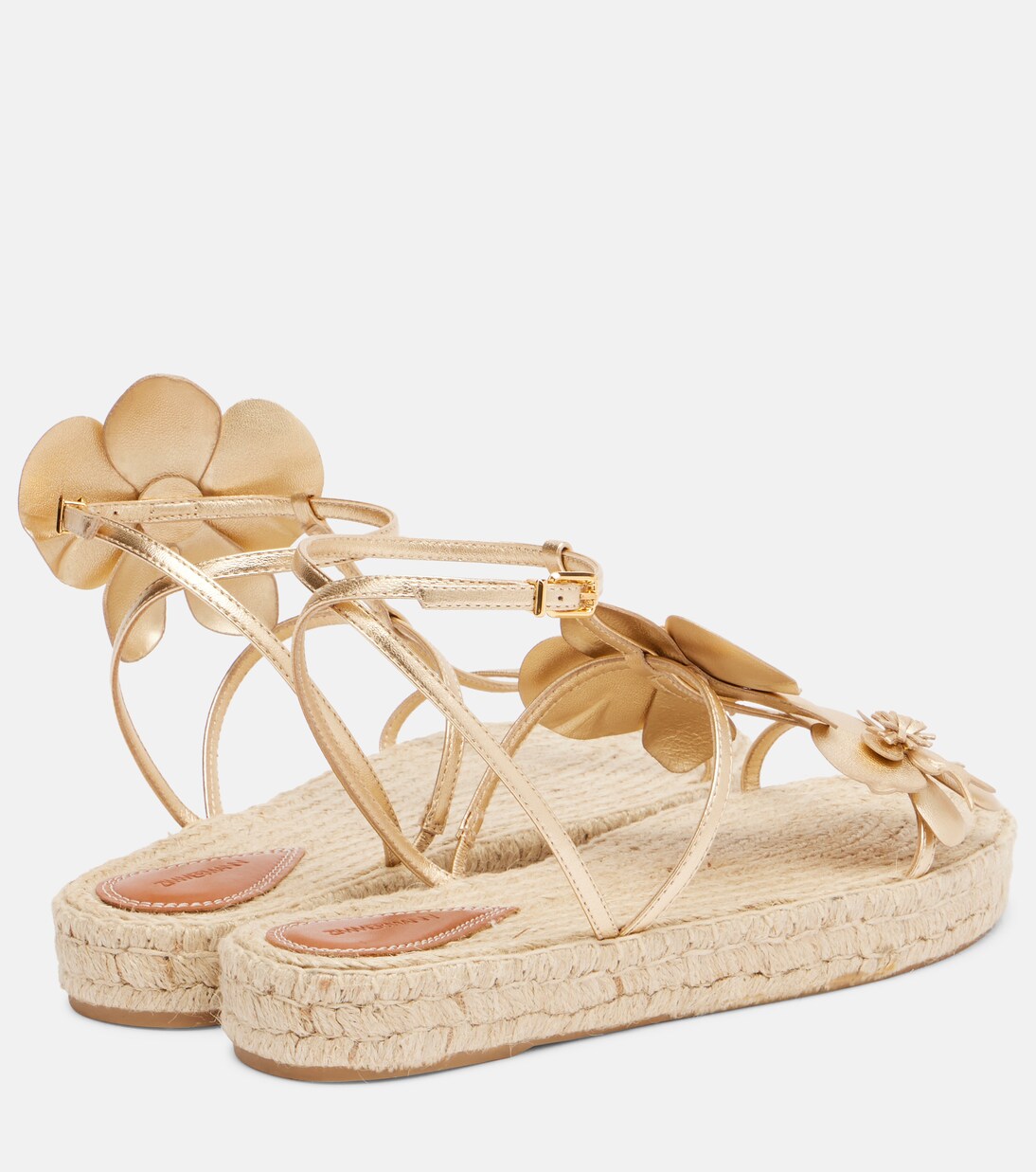 Floral-appliqué leather espadrille sandals | Zimmermann