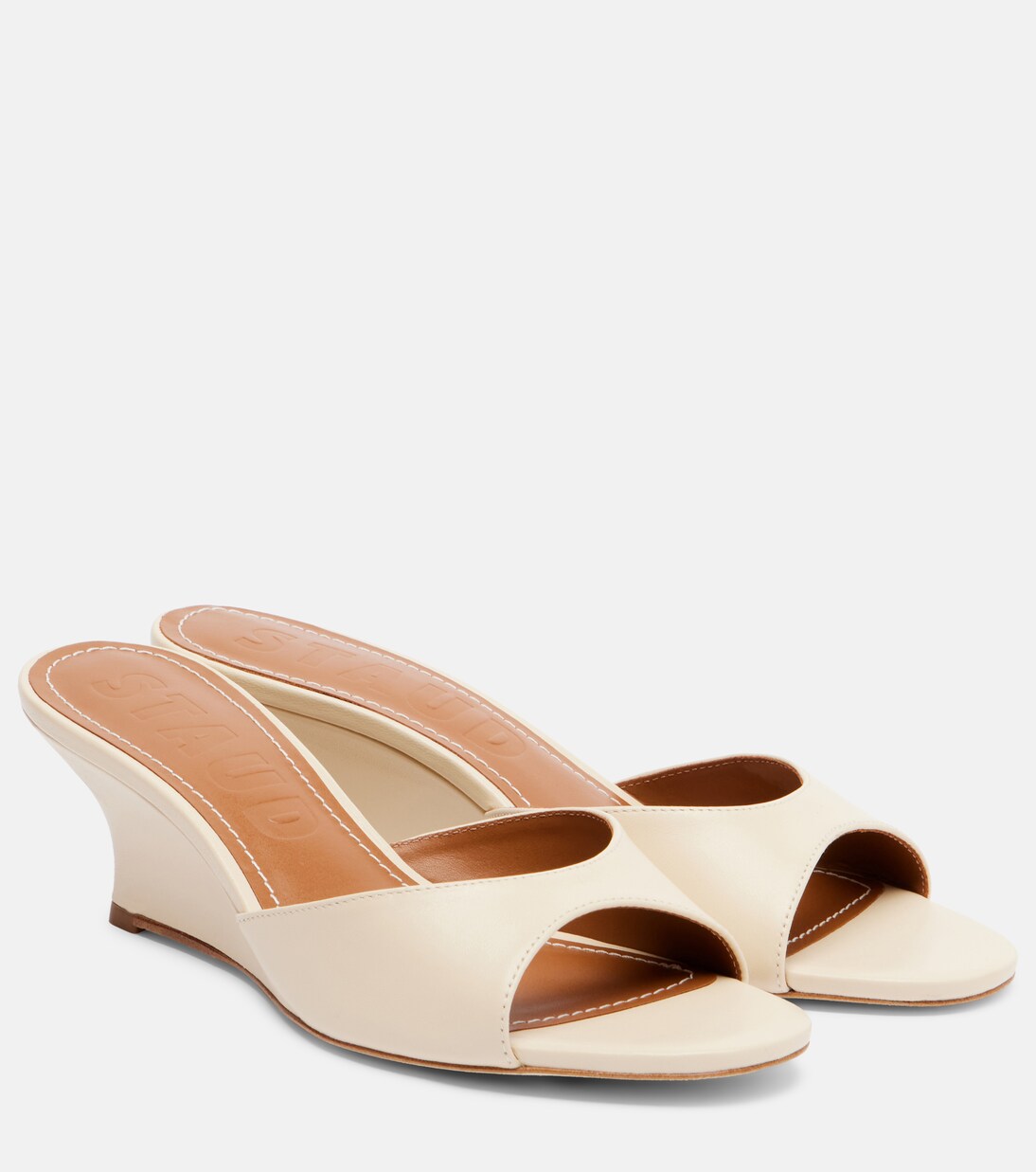 Brigitte leather wedge mules | Staud