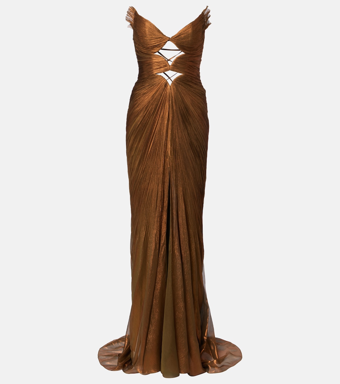 Cutout pleated silk gown | Maria Lucia Hohan