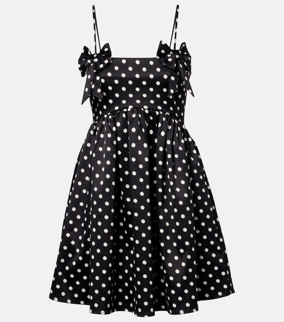 Bow-detail polka-dot satin minidress | Ganni
