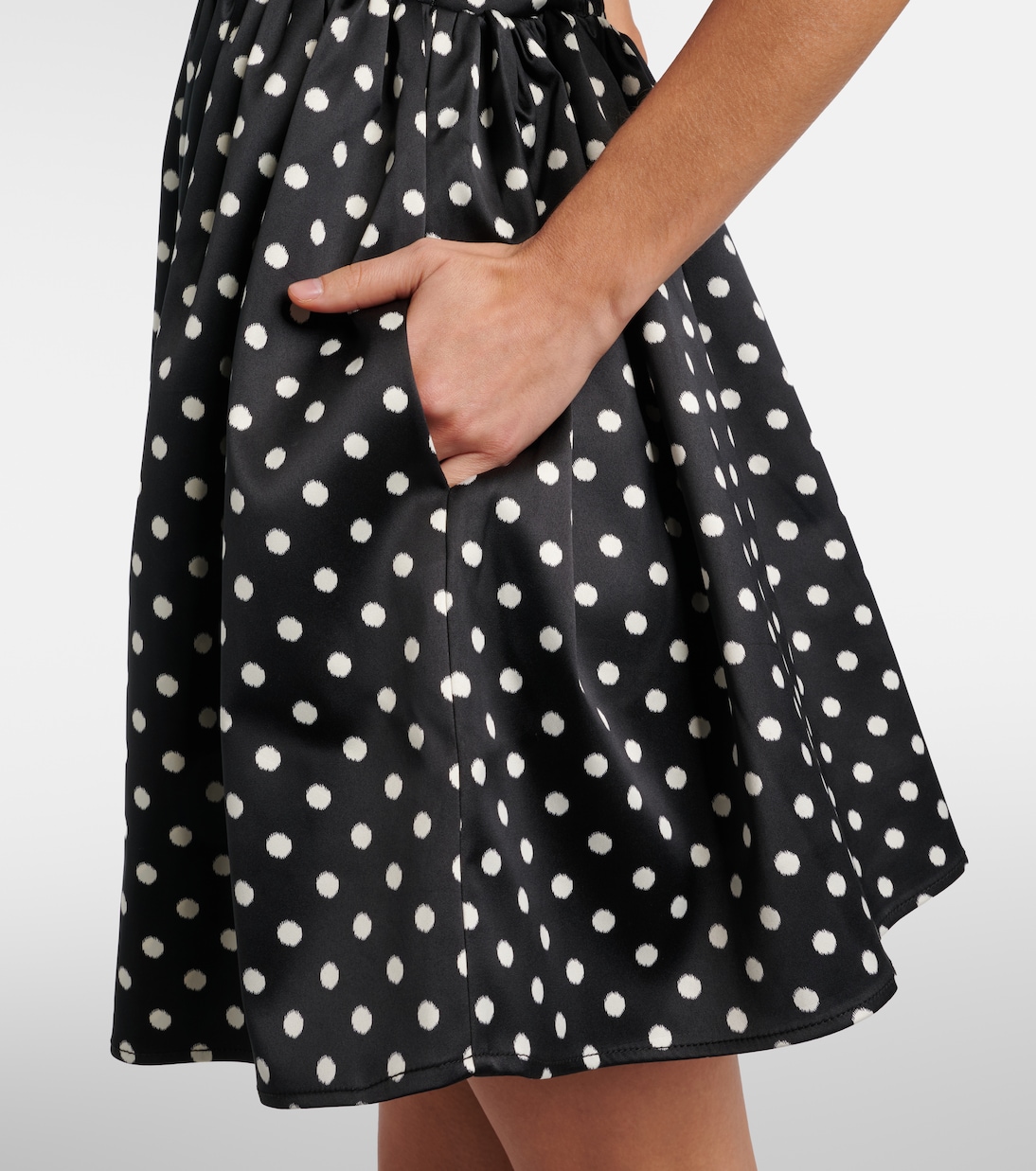 Bow-detail polka-dot satin minidress | Ganni