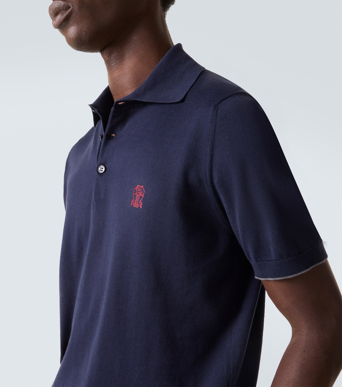 Besticktes Polohemd aus Baumwoll-Piqué | Brunello Cucinelli