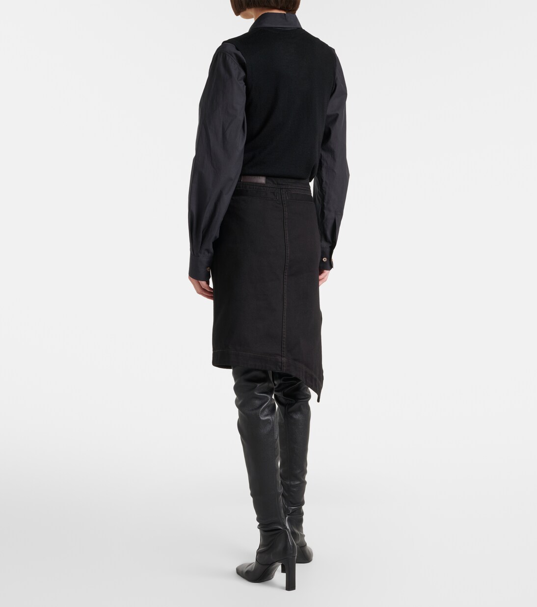 Asymmetric denim midi skirt | Lemaire