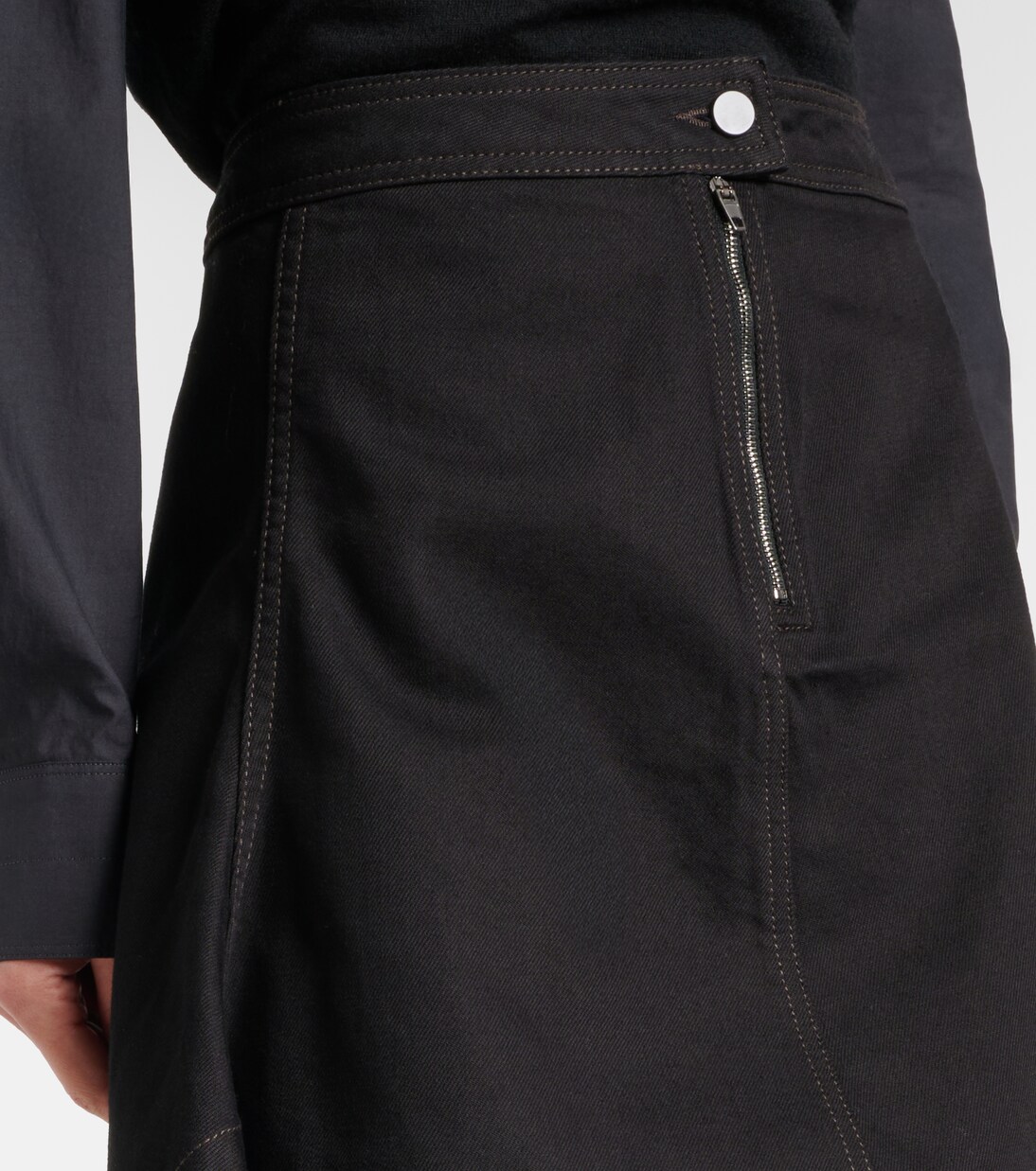 Asymmetric denim midi skirt | Lemaire