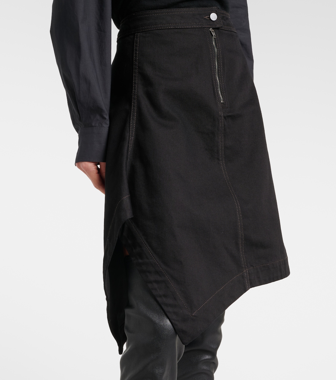 Asymmetric denim midi skirt | Lemaire