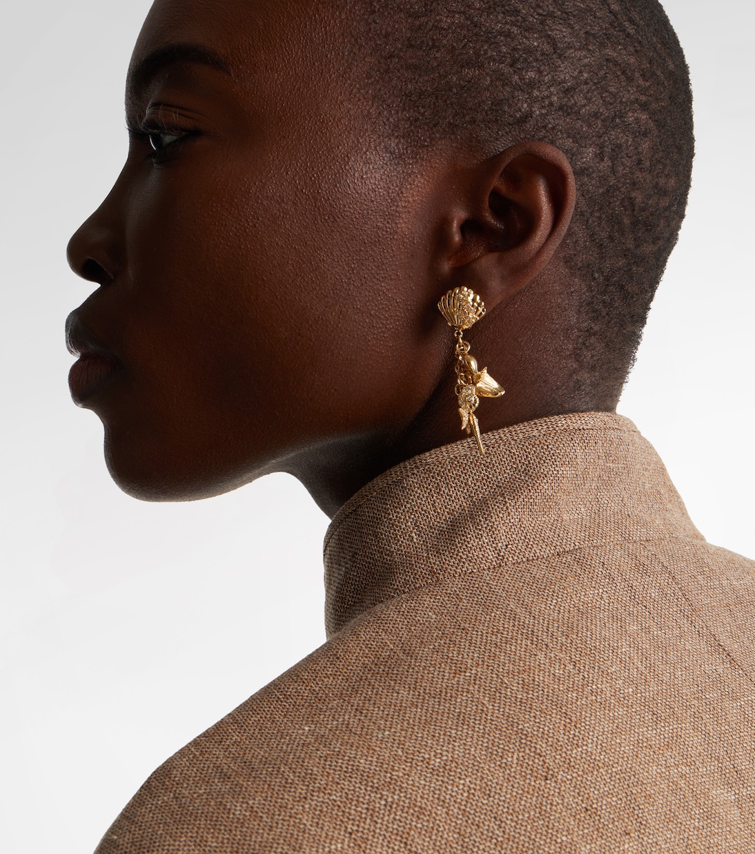 Multi Sea Life Clam Shell 14kt gold (585/1000) drop earrings with diamonds | Sydney Evan