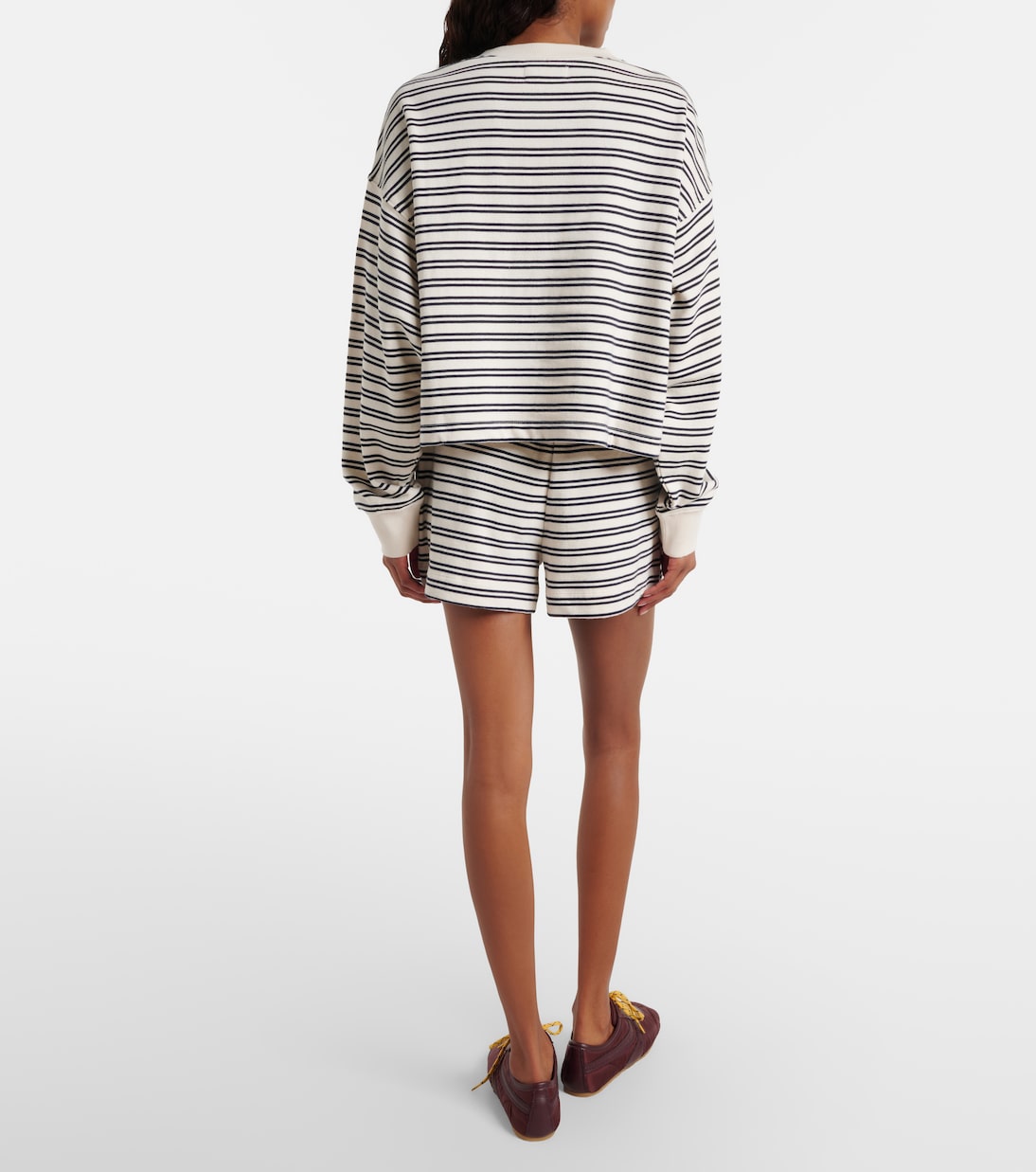 Amy striped cotton jersey shorts | Velvet